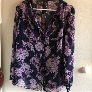Daisy Fuentes Navy and Purple Blouse